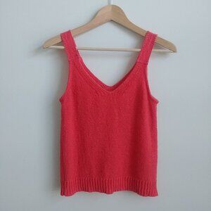 Madewell cotton knit sleeveless sweater top dark coral orange pink XS